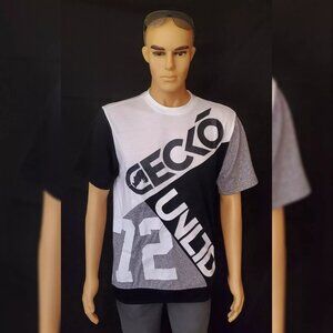 ECKO UNLTD COLORBLOCK TSHIRT MEN'S SHORT SLEEVE CREW NECK SIZE M WHITE ECKO LOGO